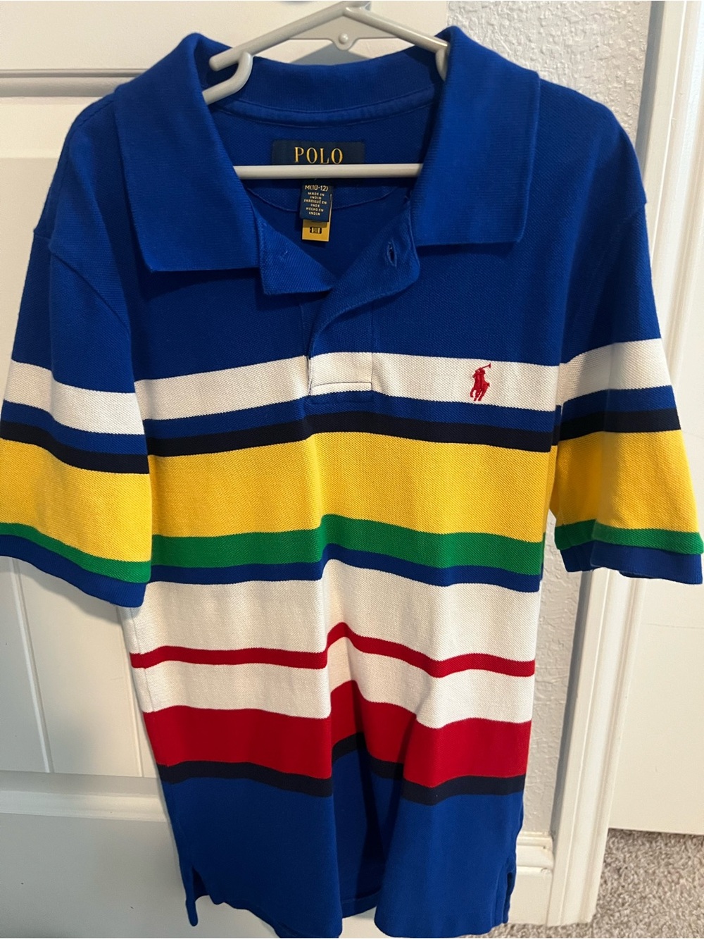 Polo by Ralph Lauren Blue Multicolor Stripe Polo with Red Pony